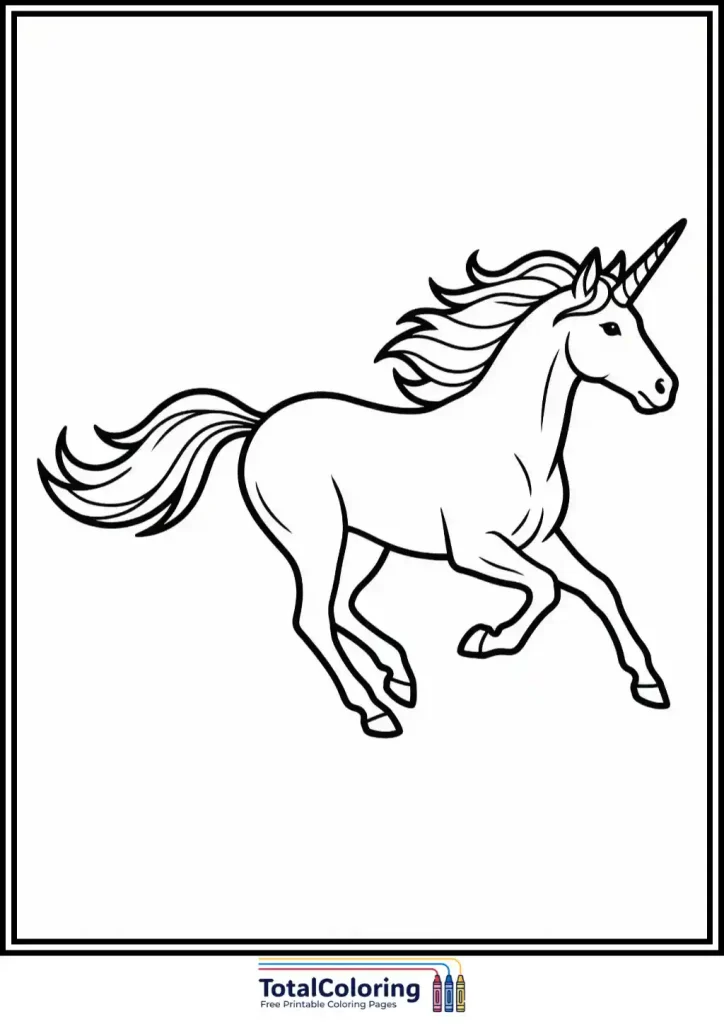 running unicorn horse outline