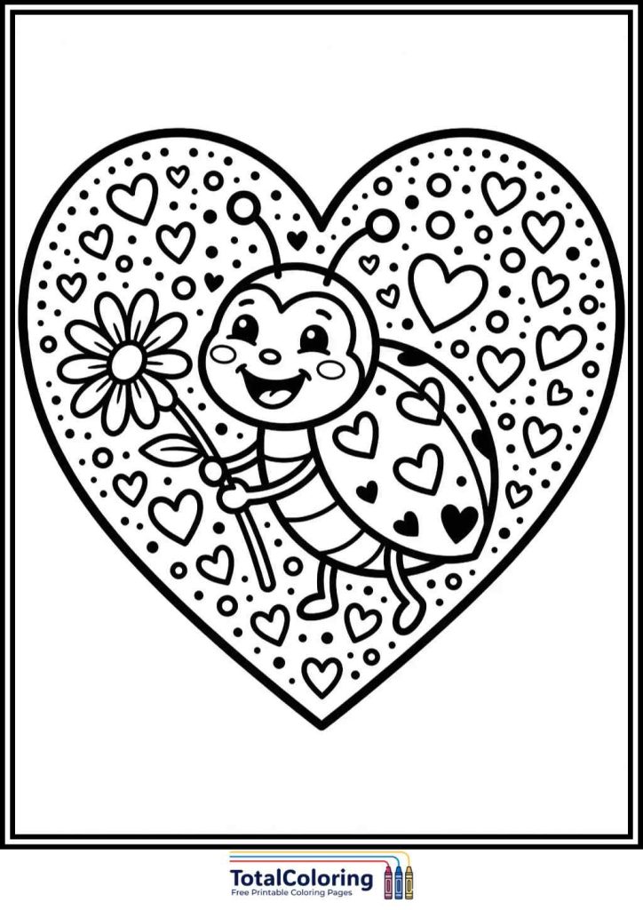 smiling heart pattern coloring page