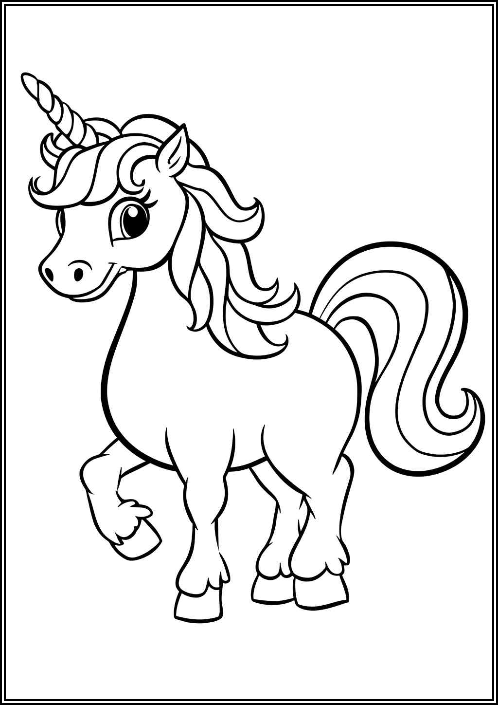 Smiling Unicorn Coloring