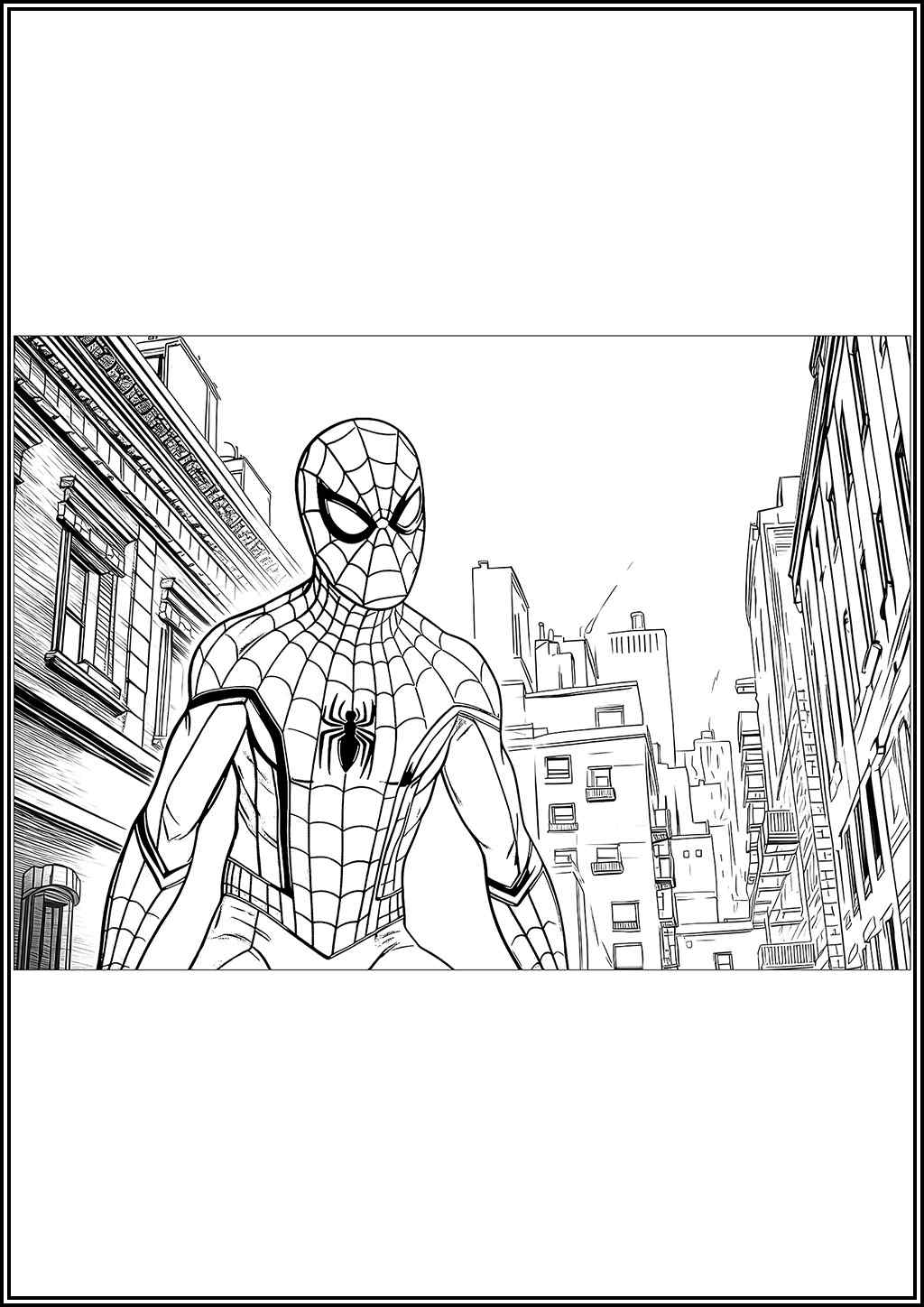 Spiderman In The New York City Coloring