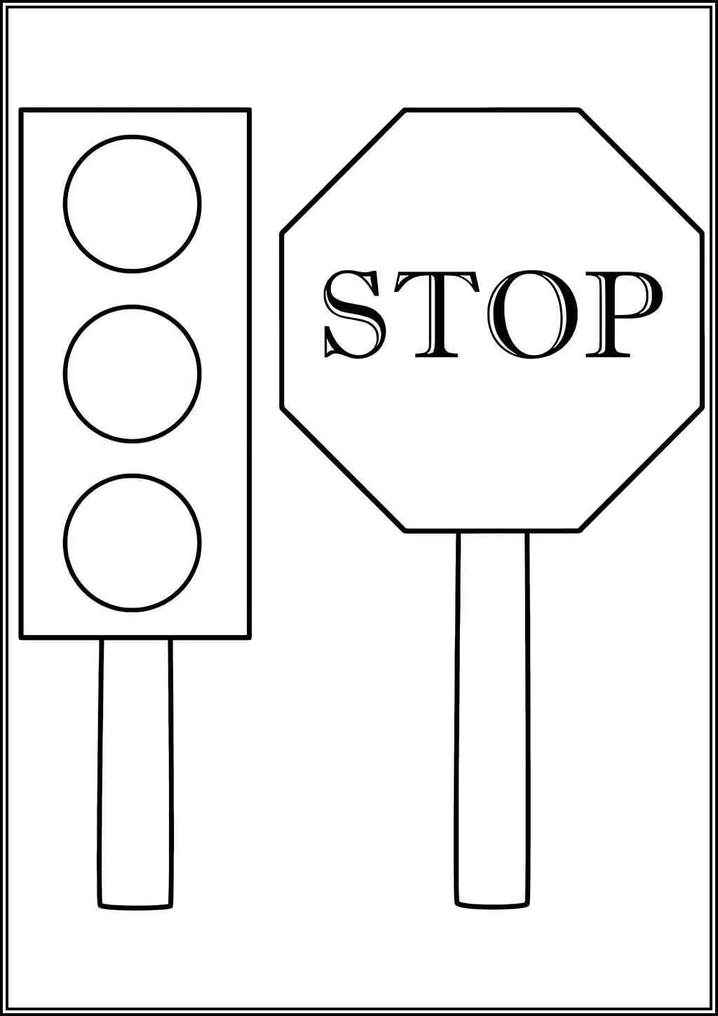 Traffic Light And Stop Sign Coloring