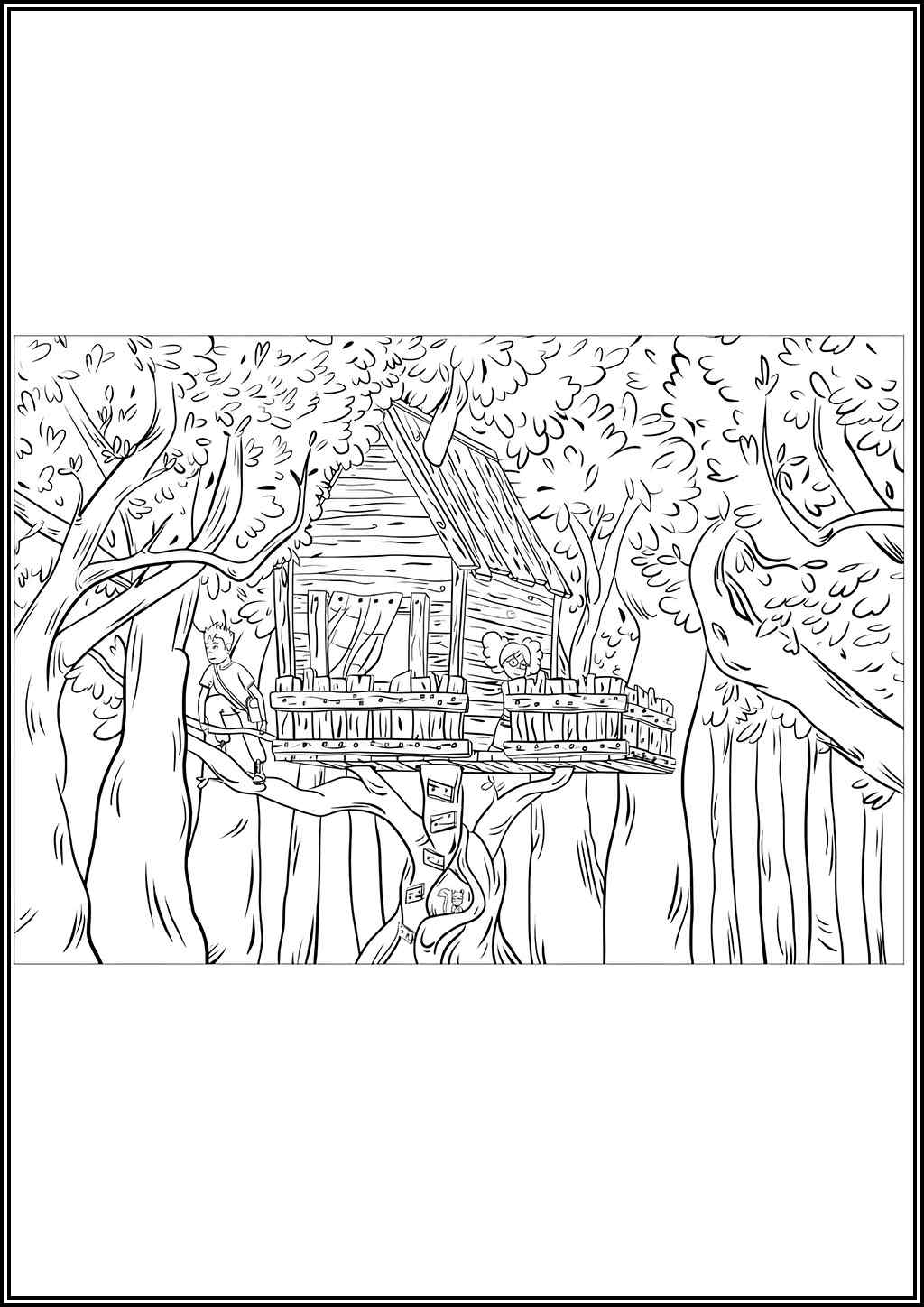 Tree House In The Forest Coloring