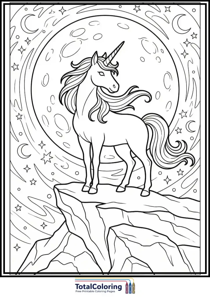 unicorn full moon fantasy printable