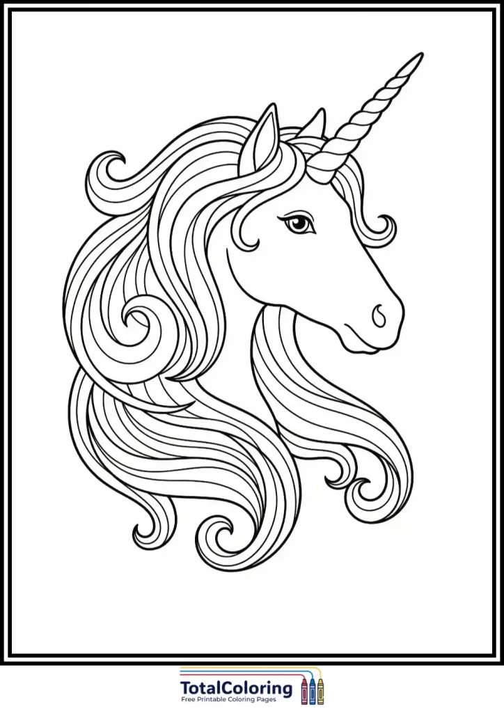 unicorn head face outline sheet