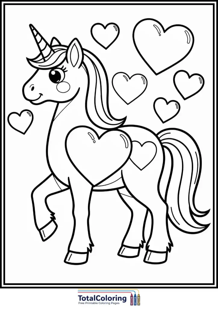 valentine unicorn hearts printable