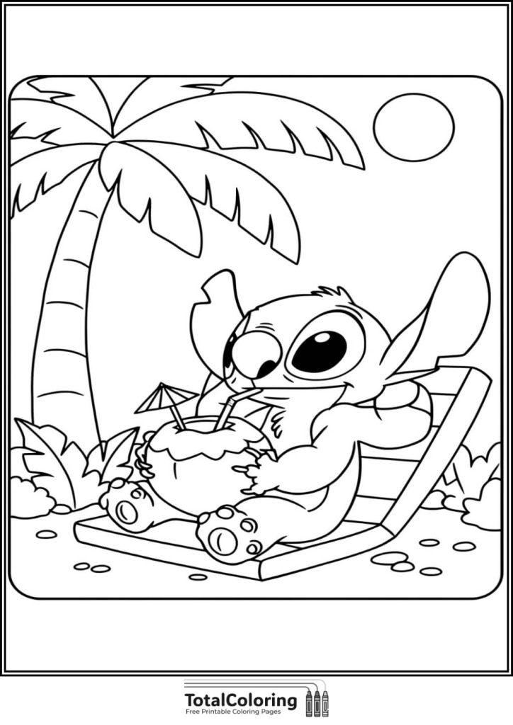 Stitch relax coloring page