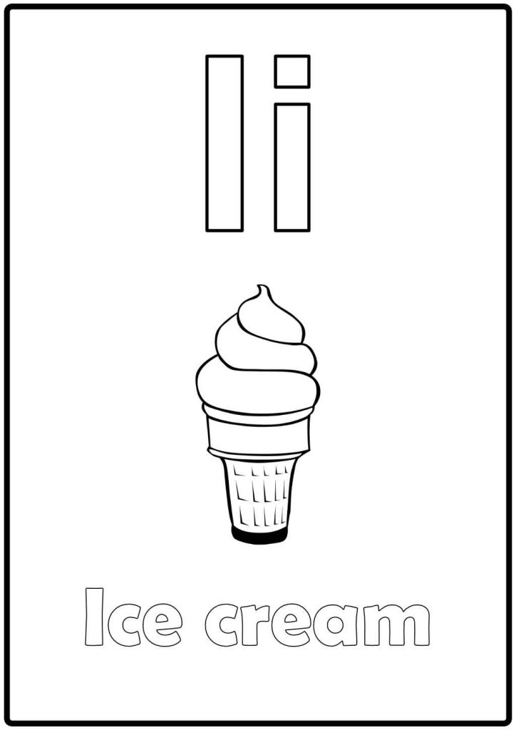 alphabet coloring page letter I