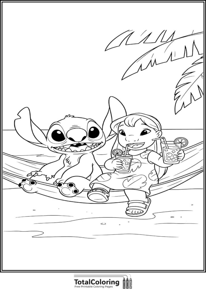 lilo stitch on the beach