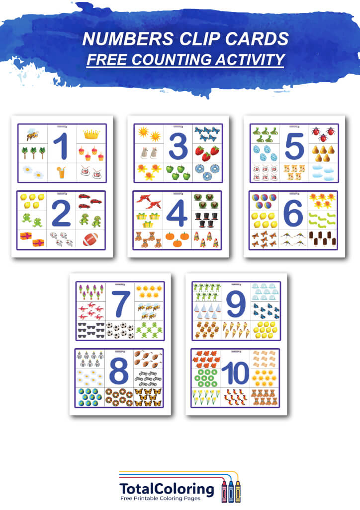 Numbers 1-10 clip cards