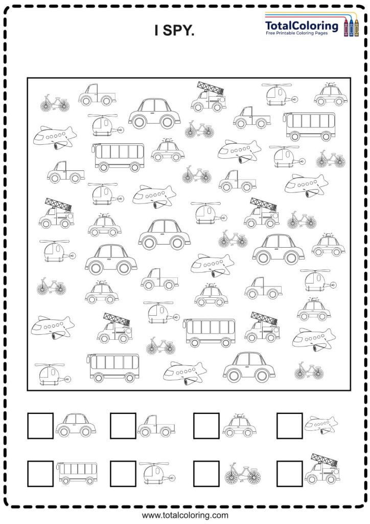 Vehicles i spy TotalColoringCOM