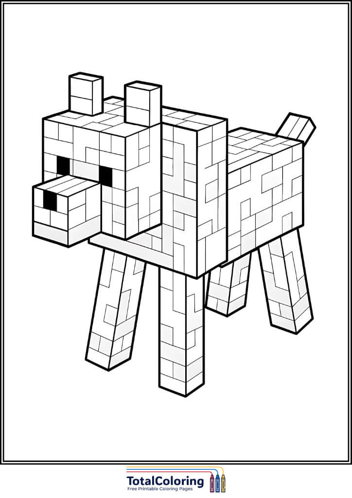 dog minecraft coloring page