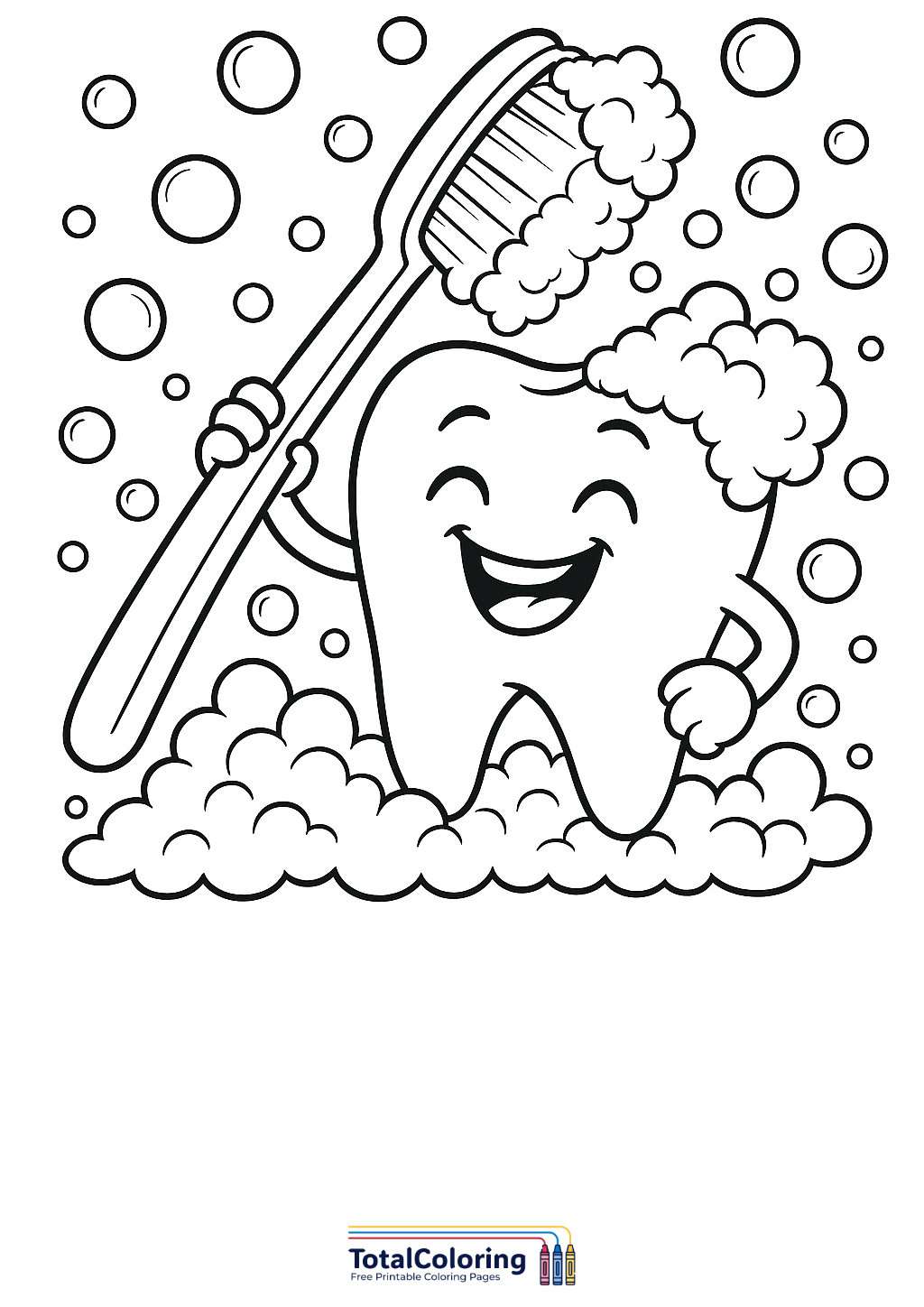 Tooth coloring page. Free printable dentist colouring sheets