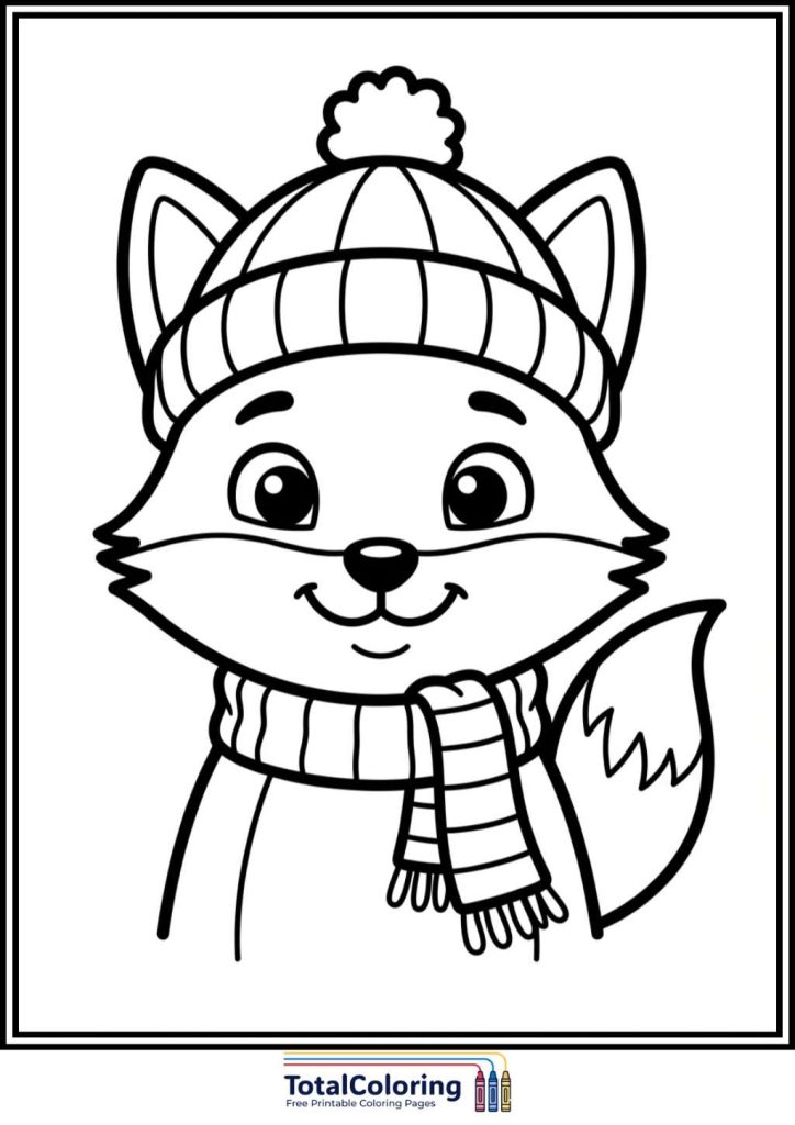 Christmas fox coloring page