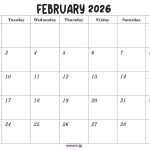 Printable February calendar