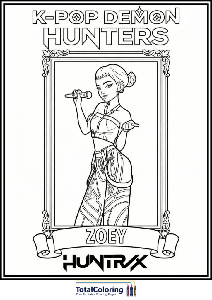 zoey kpop demon hunters coloring pages