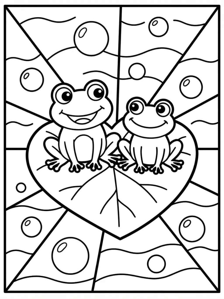 pop art valentines frogs heart