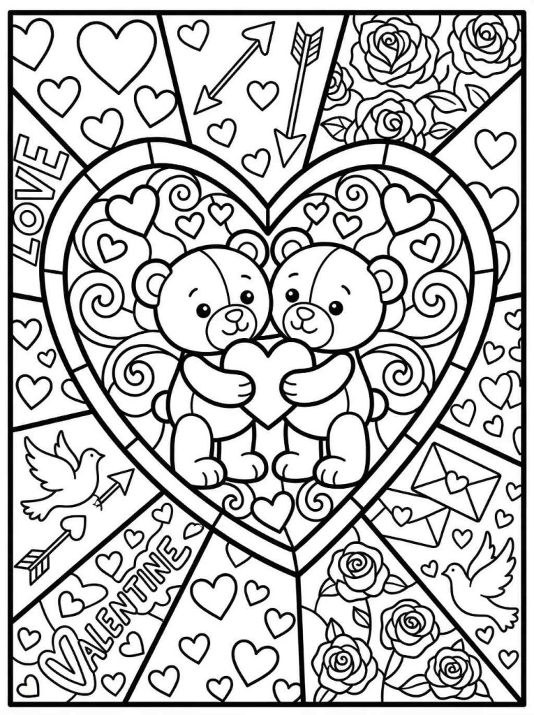 pop art valentines teddy heart