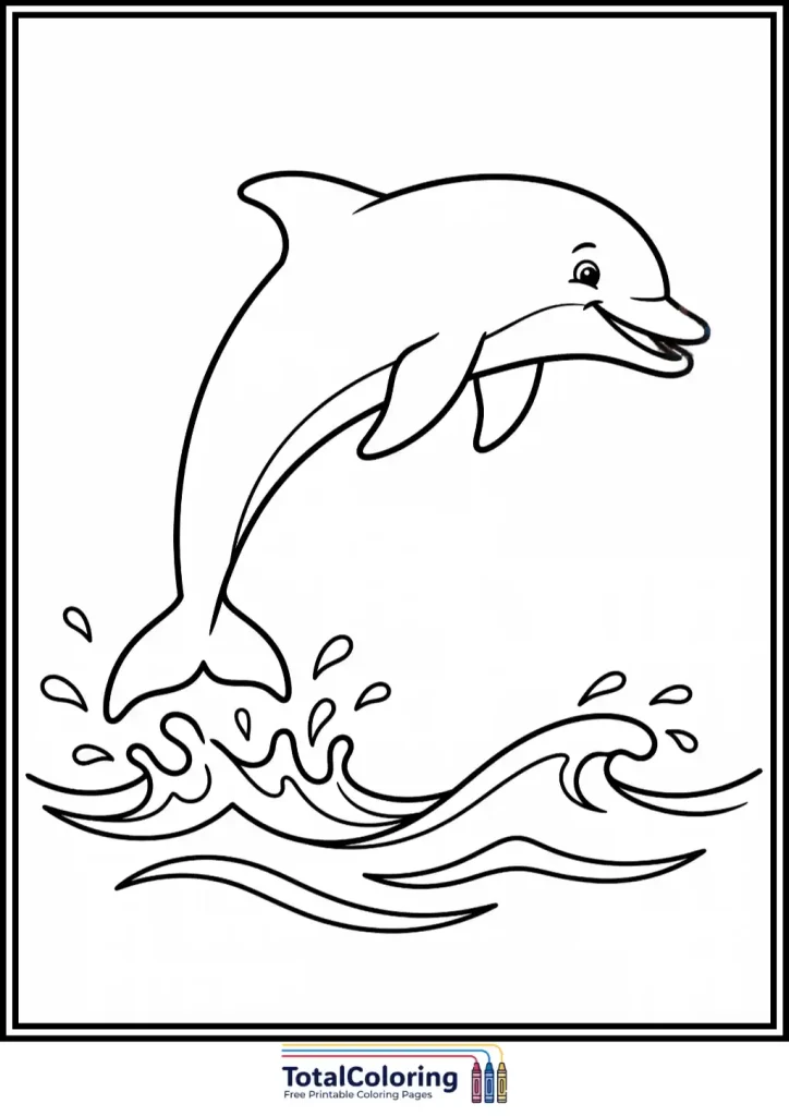 dolphin jump coloring page for kids