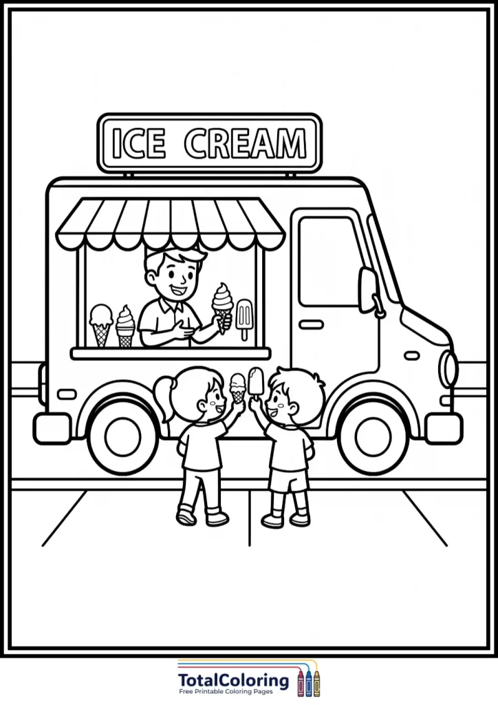 ice cream truck coloring page for kids