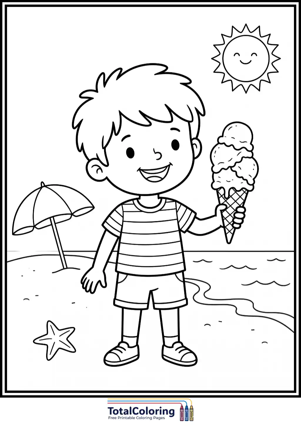 Summer Vacation coloring pages for kids