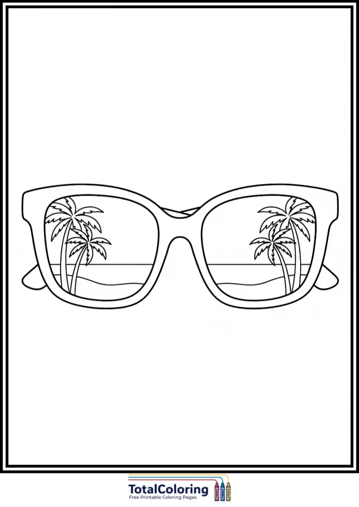 summer sunglasses coloring page for kids