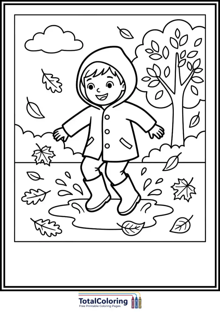 boy jumping in rain puddle free printable