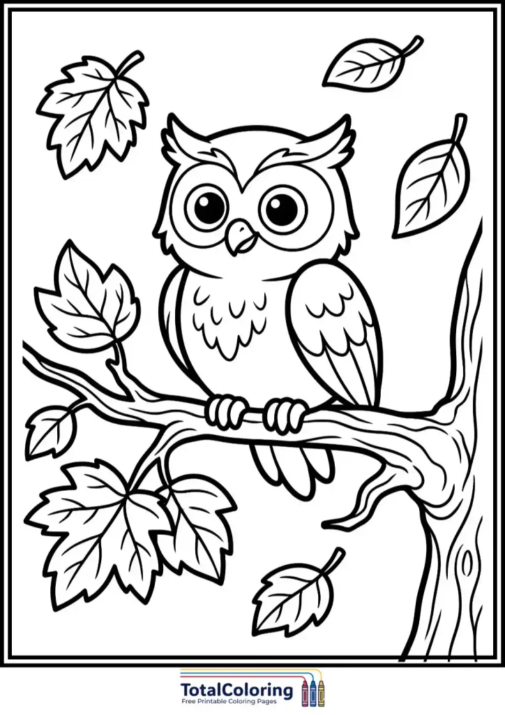 cute owl fall branch free printable