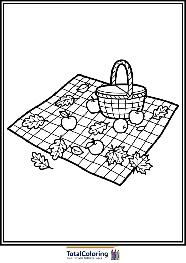fall picnic blanket with apples