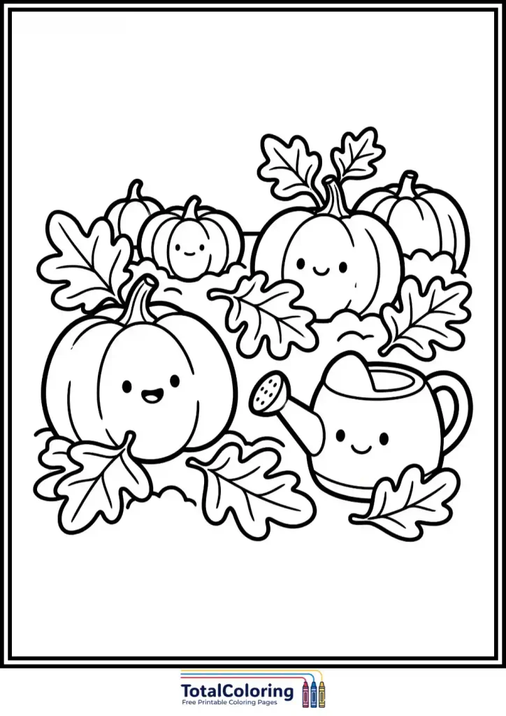kawaii pumpkin patch coloring page