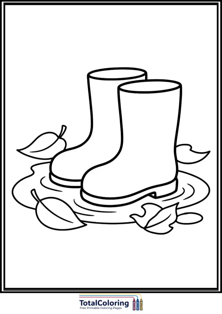 rain boots autumn puddle leaves