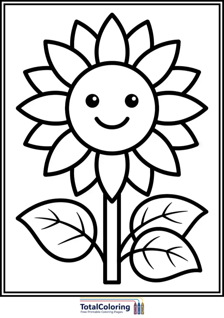 smiling sunflower coloring page